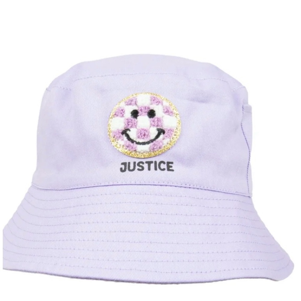 Justice Lavender Bucket Hat Smiley Patch Girls One Size NWT